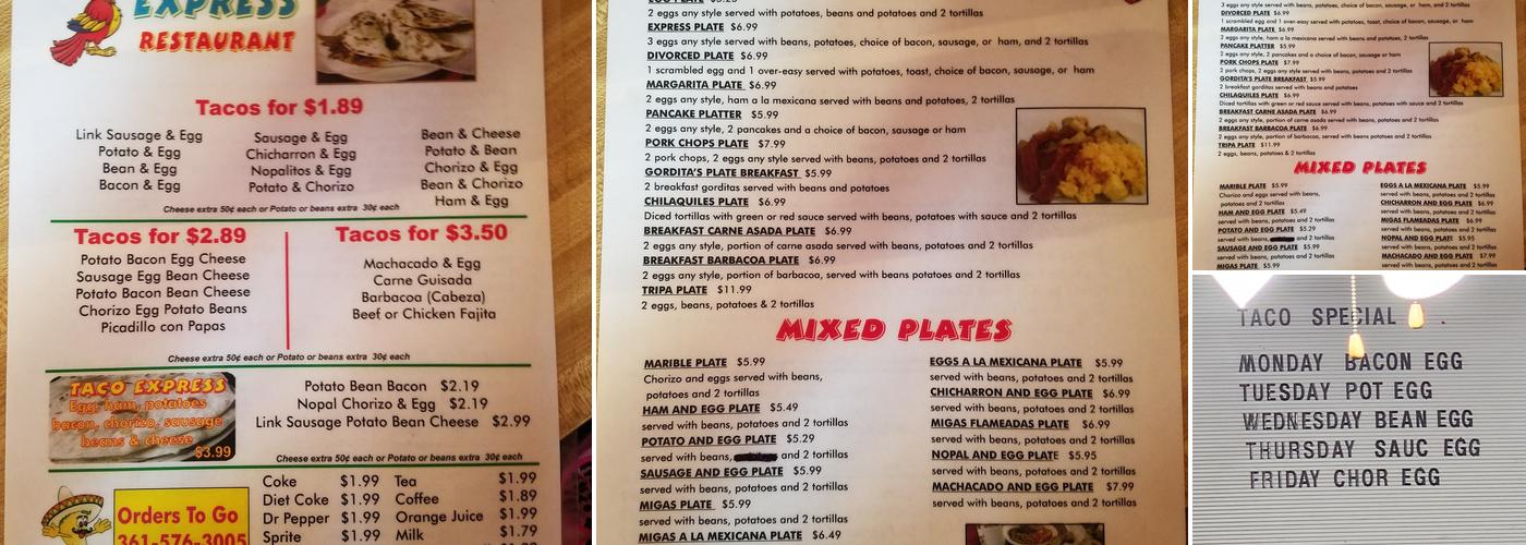 Taco Express Menu