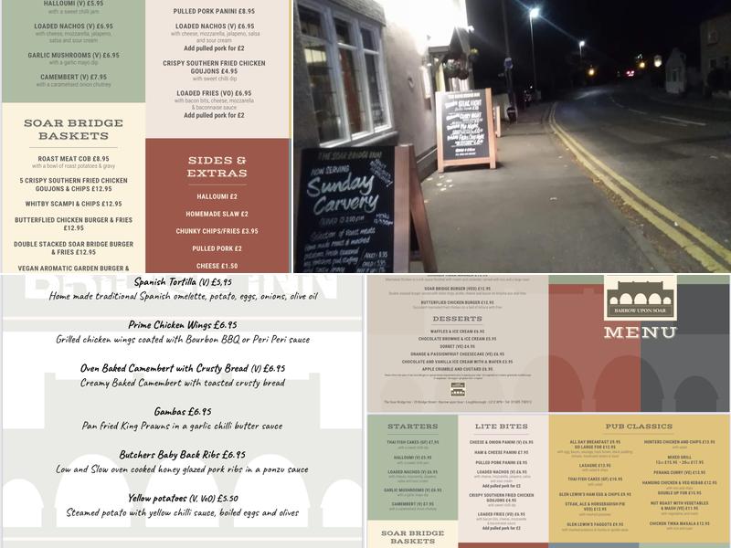 Soar Bridge Inn Menu