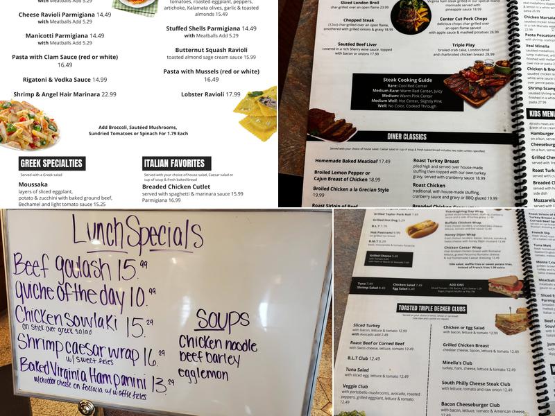 Minella's Diner Menu