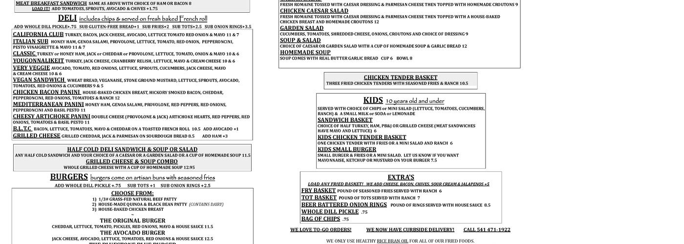 BlueStone Bakery & Cafe Menu