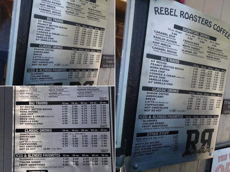 Rebel Roasters Coffee Menu