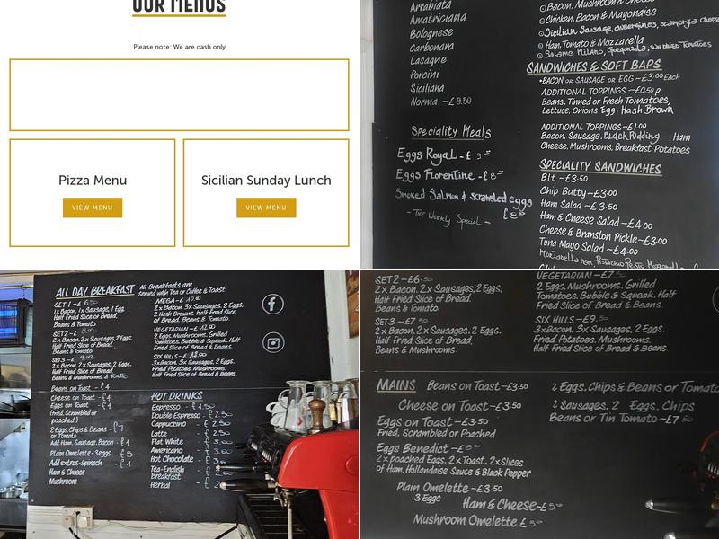Six Hills Café, Bakery & Pizzeria Menu