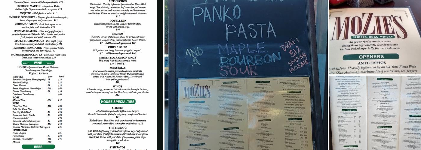 Mozie's Menu