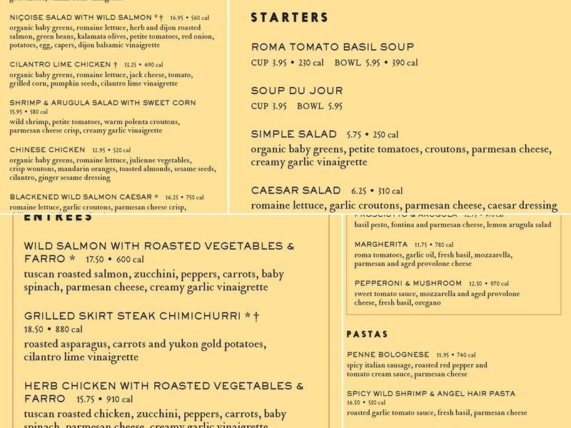 Marketplace Cafe Menu