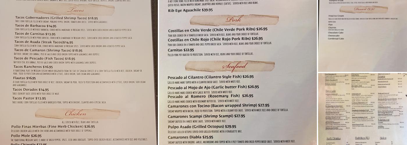 Taqueria Mexico Menu