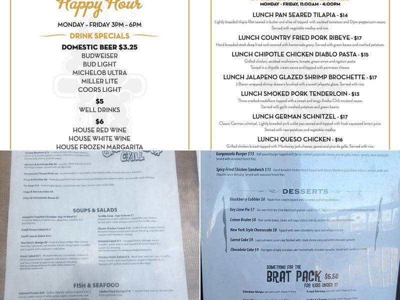 Gruene River Grill Menu