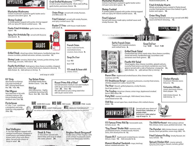 One Fifteen Broiler Menu