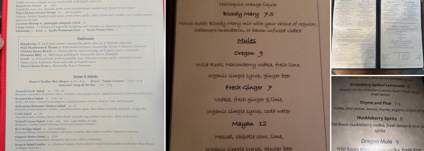 Bohemian Bar & Bistro Menu