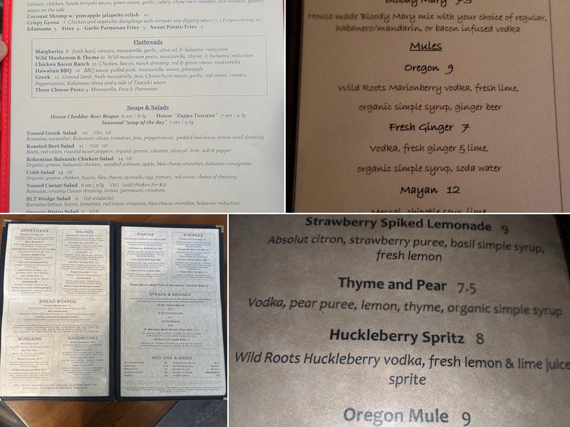 Bohemian Bar & Bistro Menu