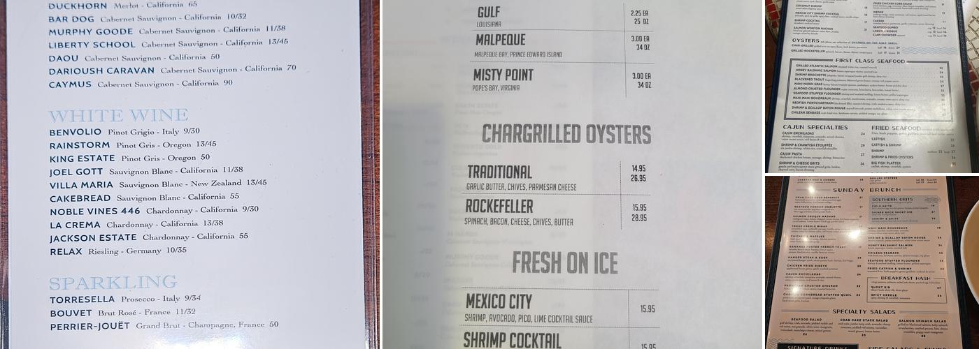 McAdoo's Seafood Company Menu