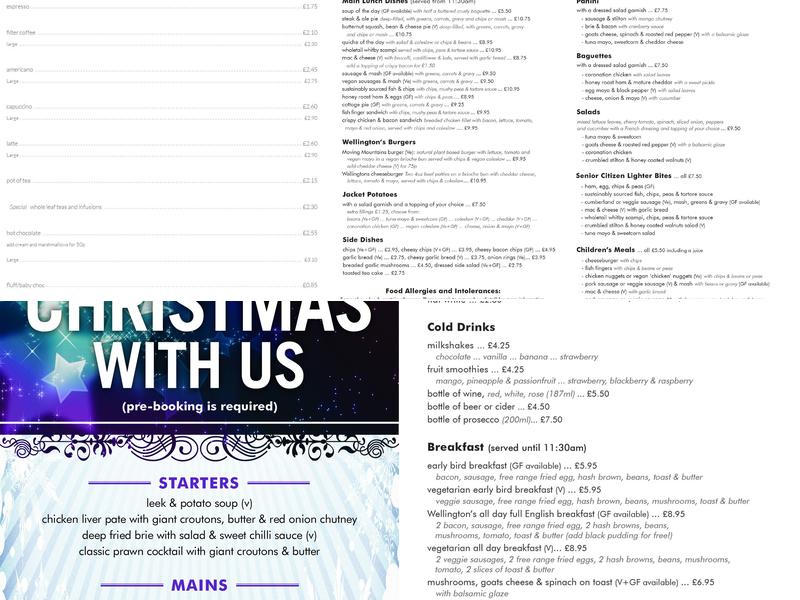 Wellington's Cafe & Bistro Menu