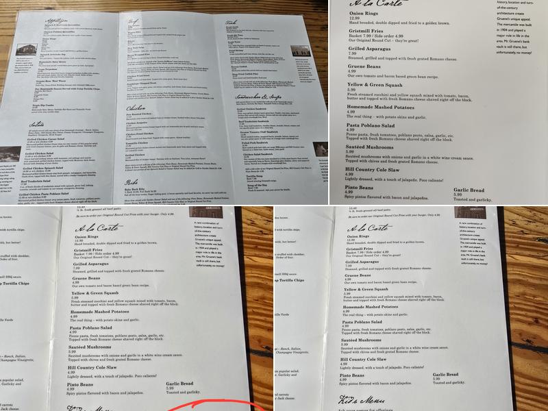 Gristmill River Restaurant & Bar Menu