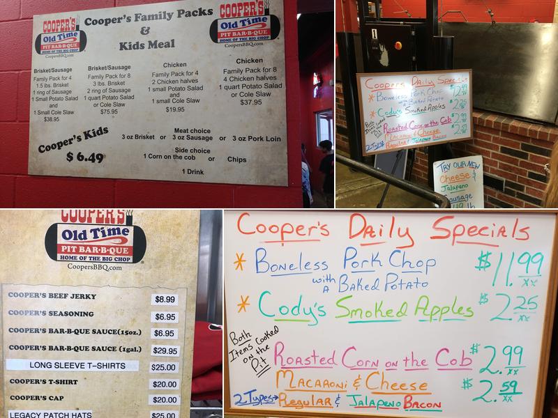 Coopers Old Time Pit Bar-B-Que Menu