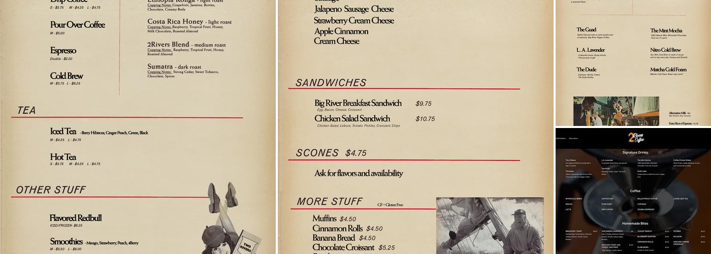 2 Rivers Coffee Menu