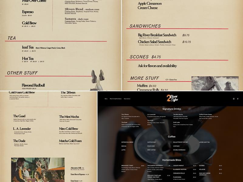 2 Rivers Coffee Menu