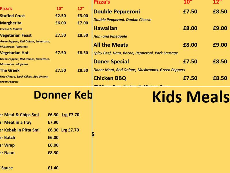 Keyworth Fish Bar Menu