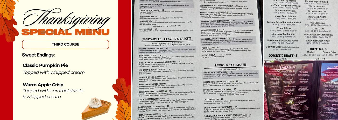 Taprock Northwest Grill Menu