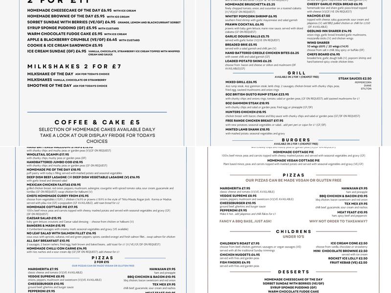 The Gedling Inn Menu