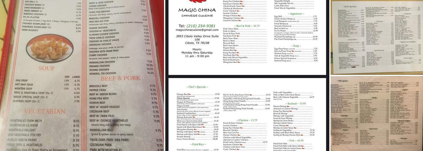 Magic China Menu