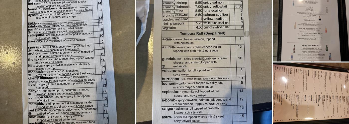 A Tan Asian Bistro & Sushi Bar Menu