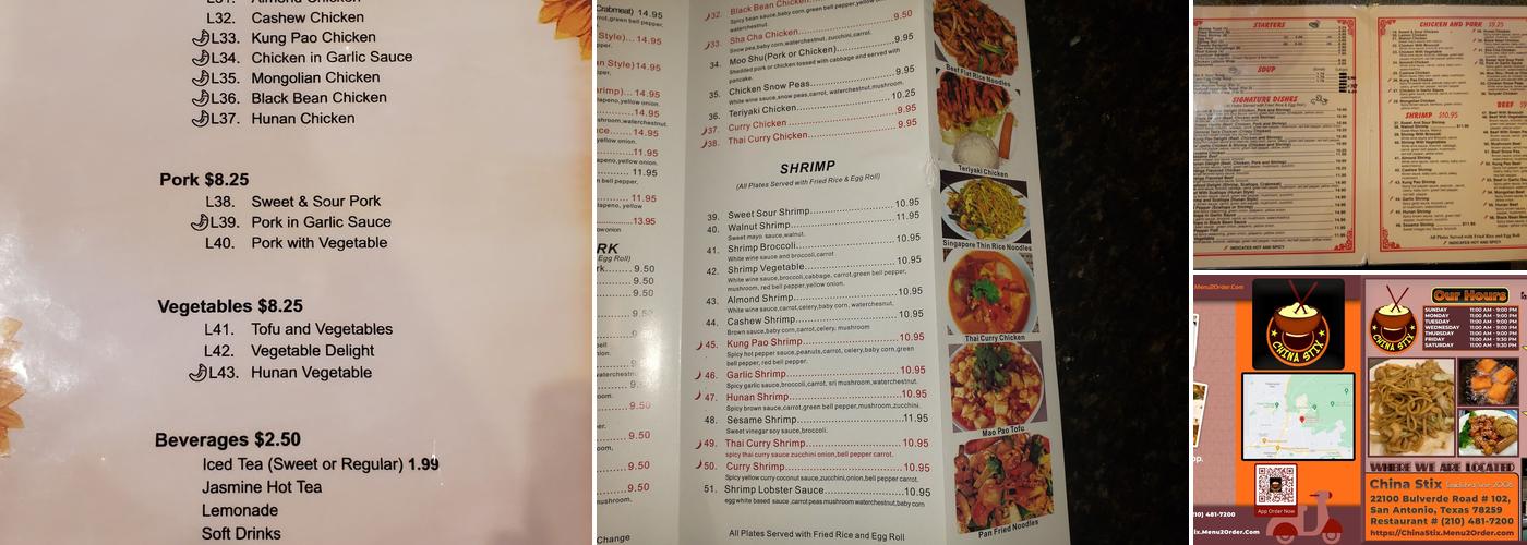 China Stix Menu