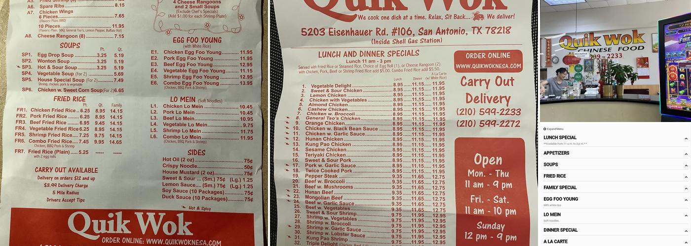 Quik Wok Eisenhauer Rd Menu