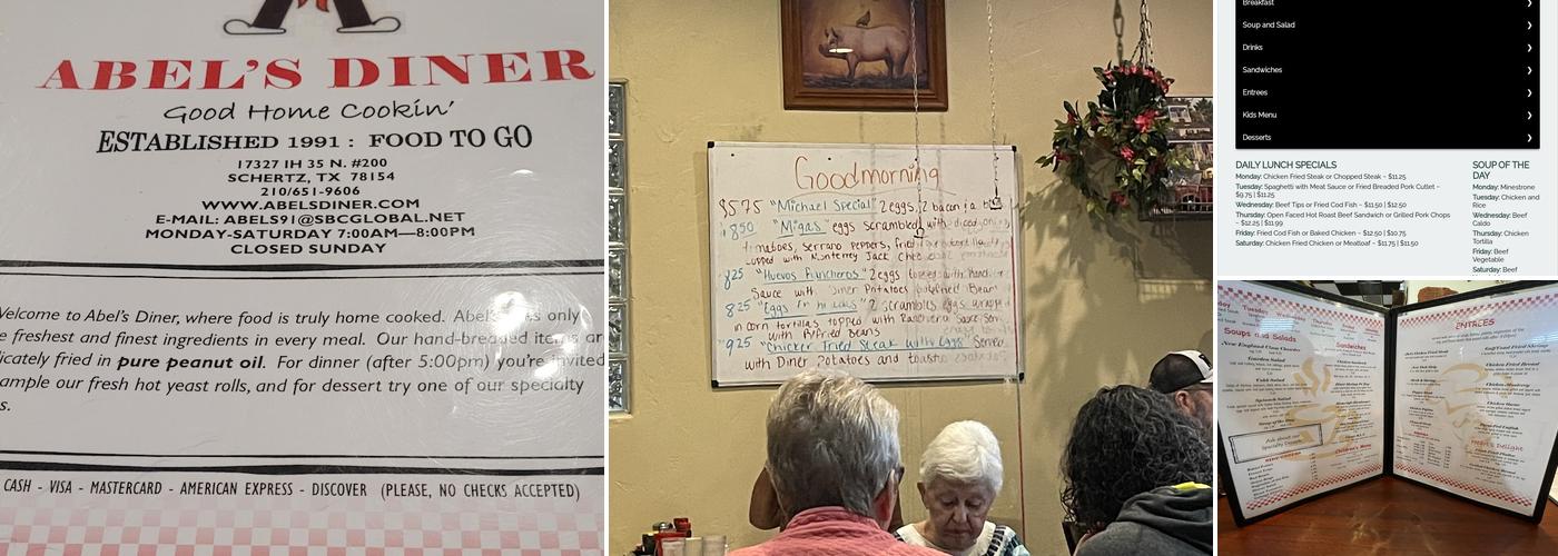 Abel's Diner Menu