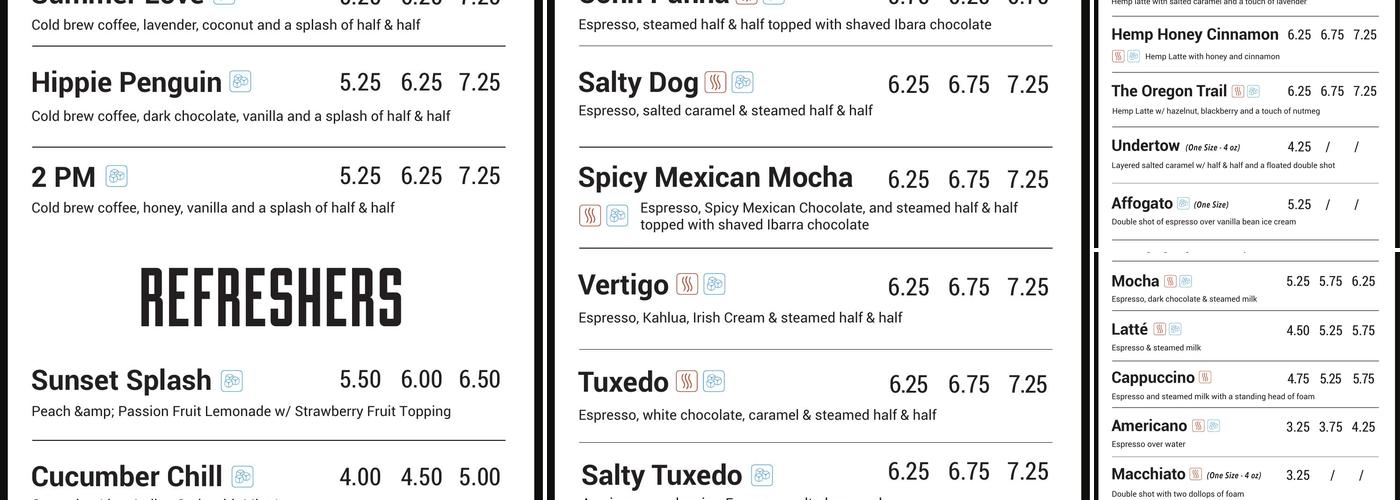 Rogue Roasters Menu
