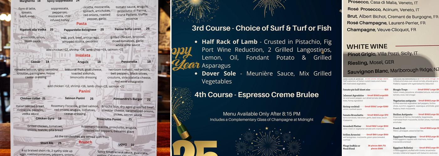 Alessandro's Wood Fired Italian & Bar Menu