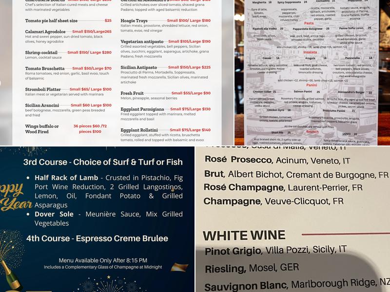 Alessandro's Wood Fired Italian & Bar Menu