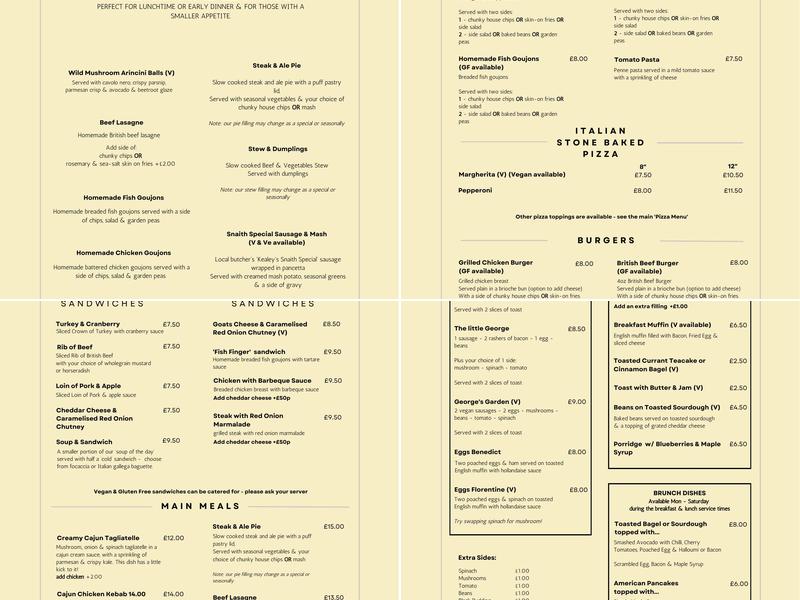 The Old George Inn Menu