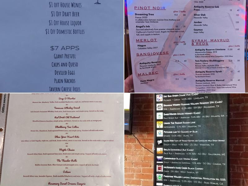 Red Brick Tavern Menu