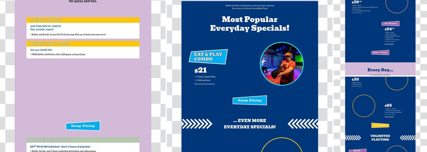 Conroe's Incredible Pizza Company Menu