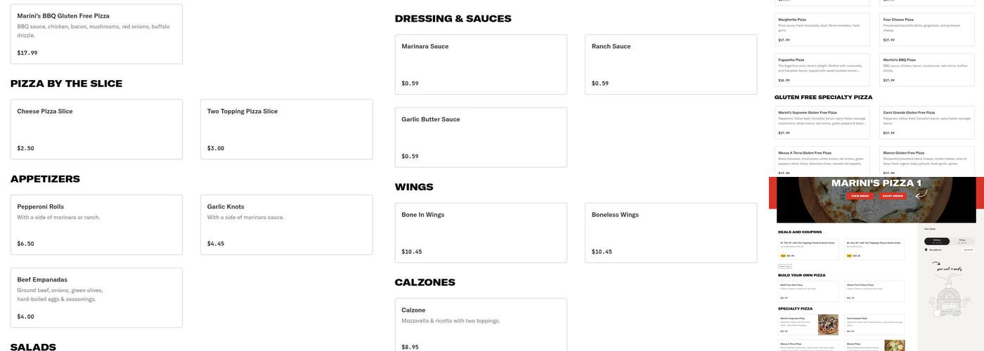 Marini's Pizza 1 Menu