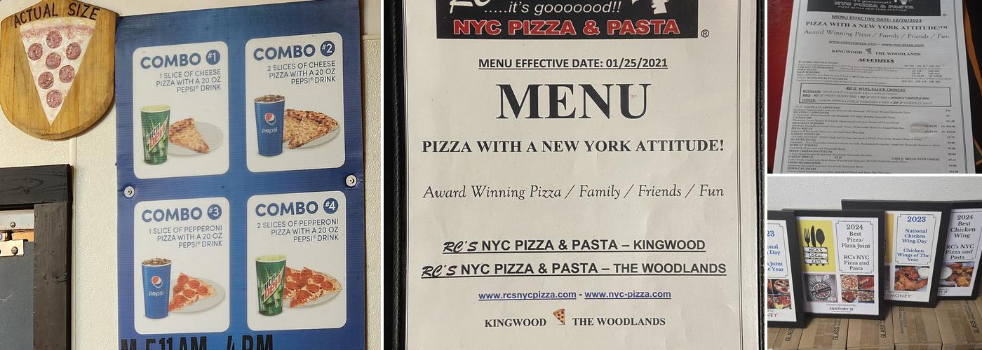 RC'S NYC PIZZA & PASTA - The Woodlands Menu