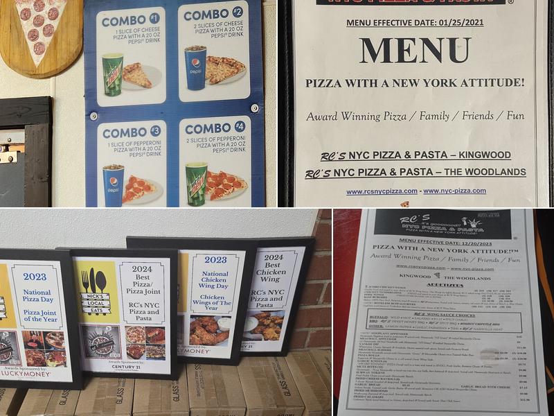 RC'S NYC PIZZA & PASTA - The Woodlands Menu