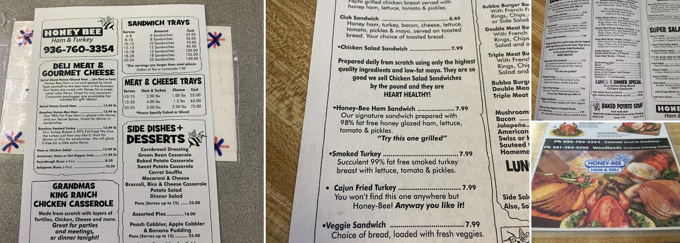 Honey-B-Ham Menu