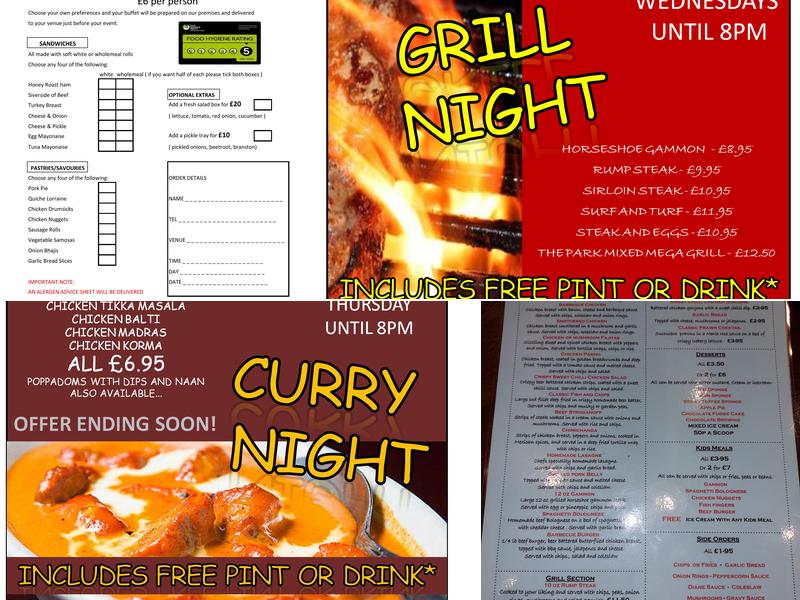 Woodlands Park Club & Restaurant Menu