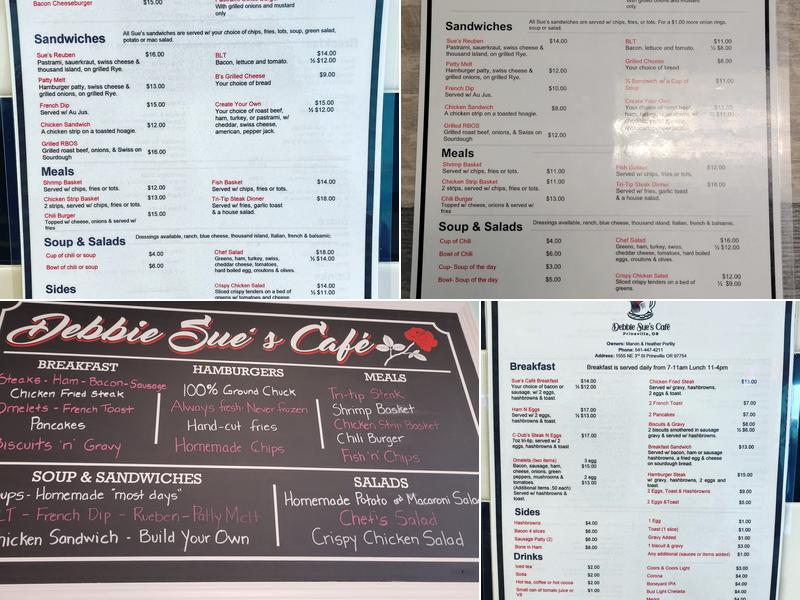 Debbie Sue’s Cafe Menu