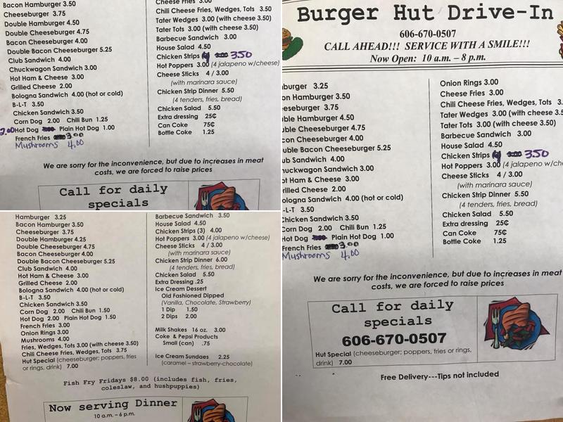 Burger Hut Menu