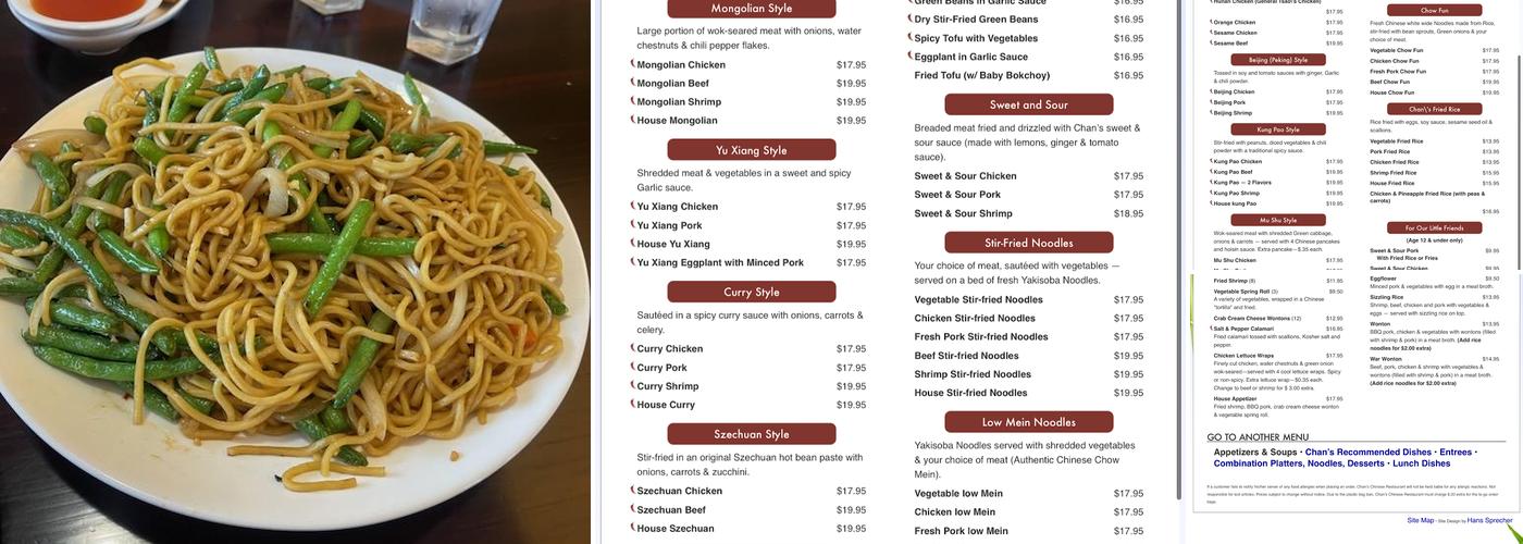 Chan's Of Bend Menu