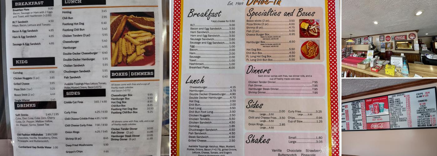 Engle's Drive-In Menu
