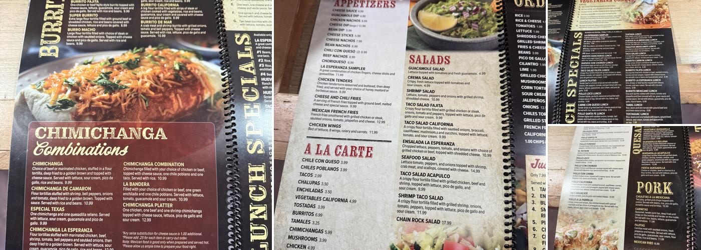La Esperanza Menu
