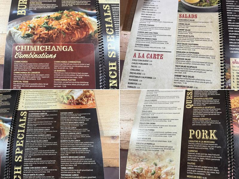 La Esperanza Menu