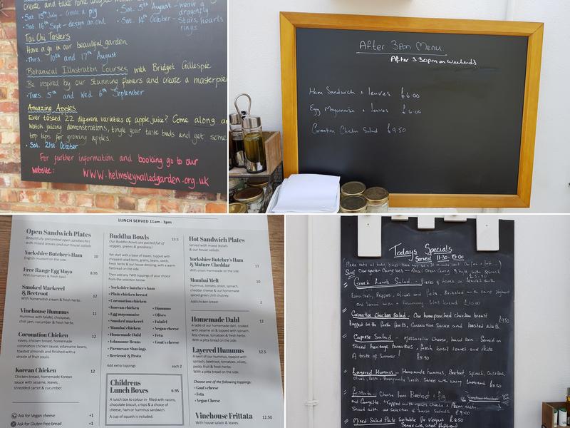 The Vinehouse Cafe at Helmsley walled Garden Menu