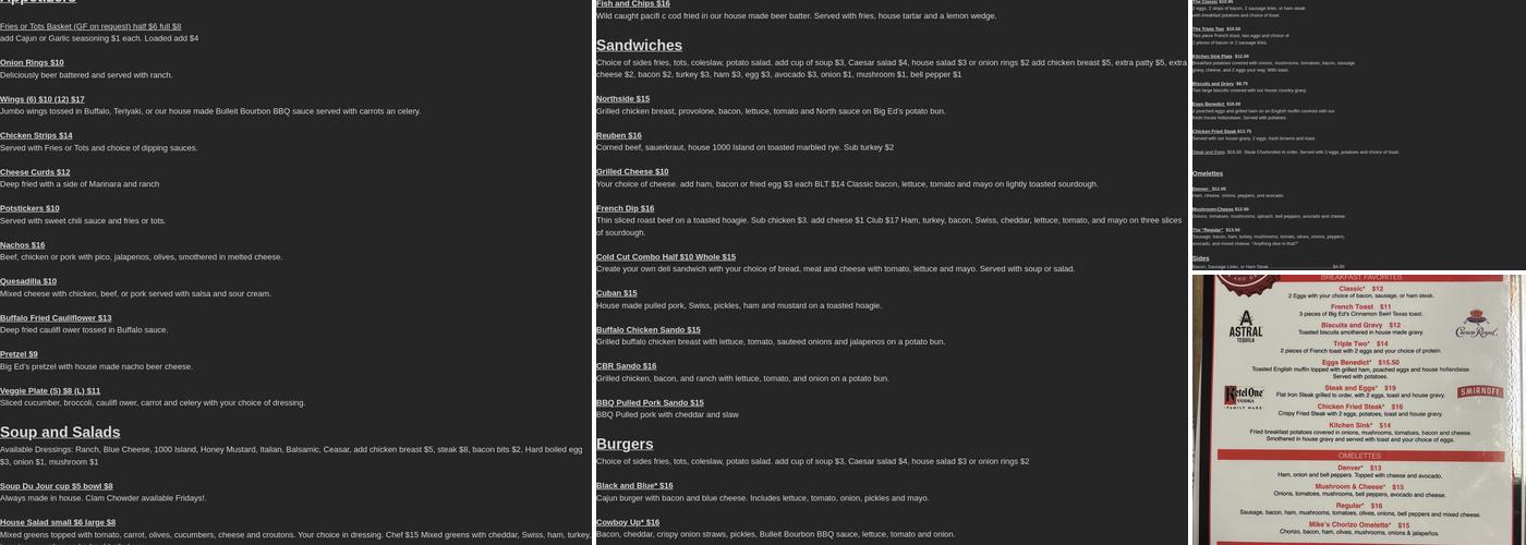 Northside Bar and Grill Menu