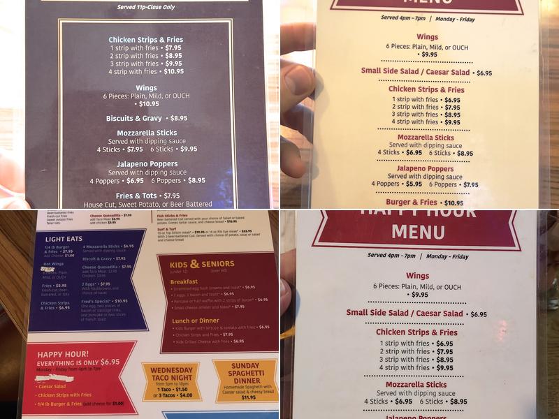 D & D Bar & Grill Menu