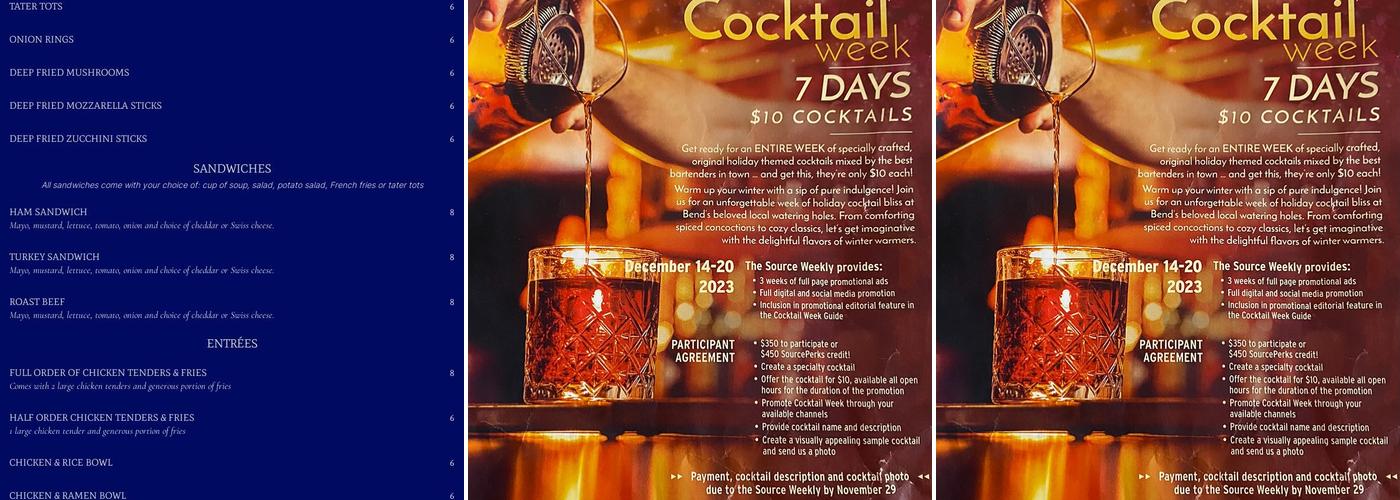 Wall St Bar Menu