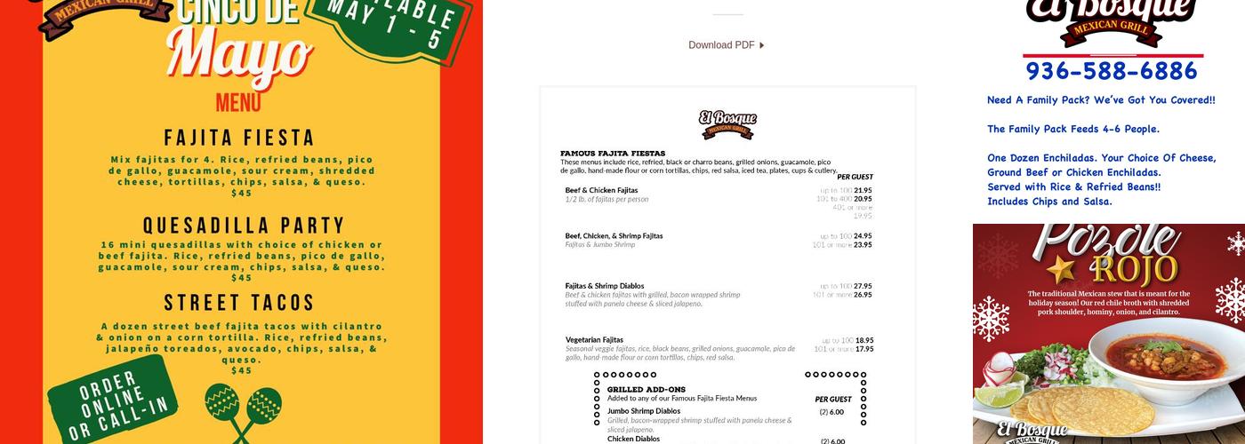 El Bosque Menu