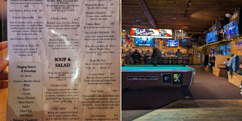 Timbers Menu